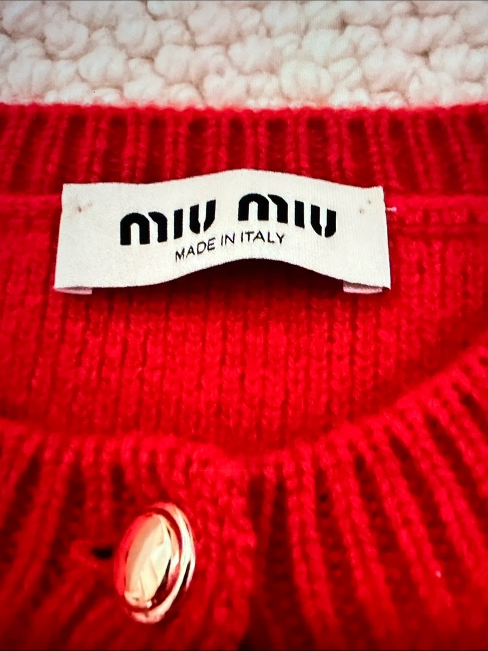 Miu Miu Red and Black Striped Button-Front Cardigan - Picture 4 of 4